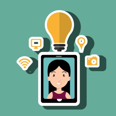 Smartphone ve kadın simgesi tasarım izole