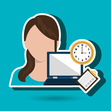 izole bilgisayar simgesi tasarım kadınla