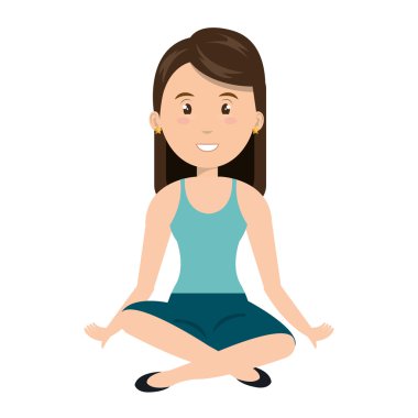 Genç ve güzel kadın karikatür face, vektör çizim.