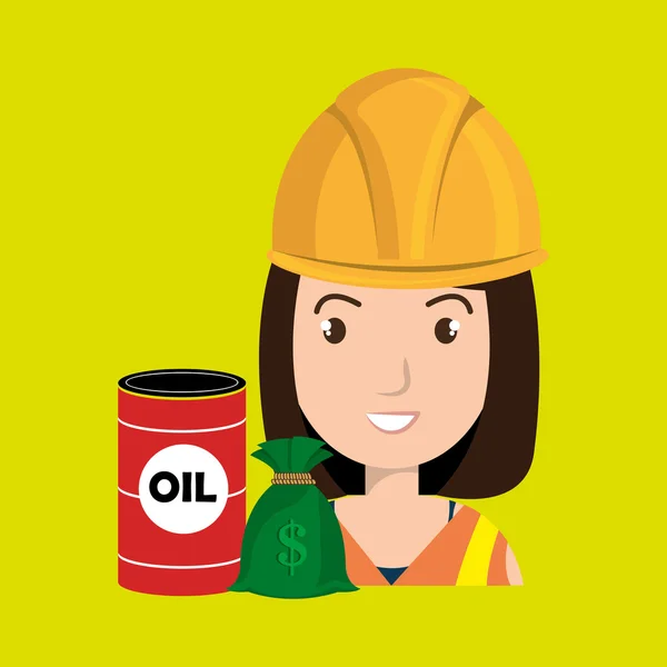 Personas con barril petroleo diseño icono aislado — Archivo Imágenes Vectoriales