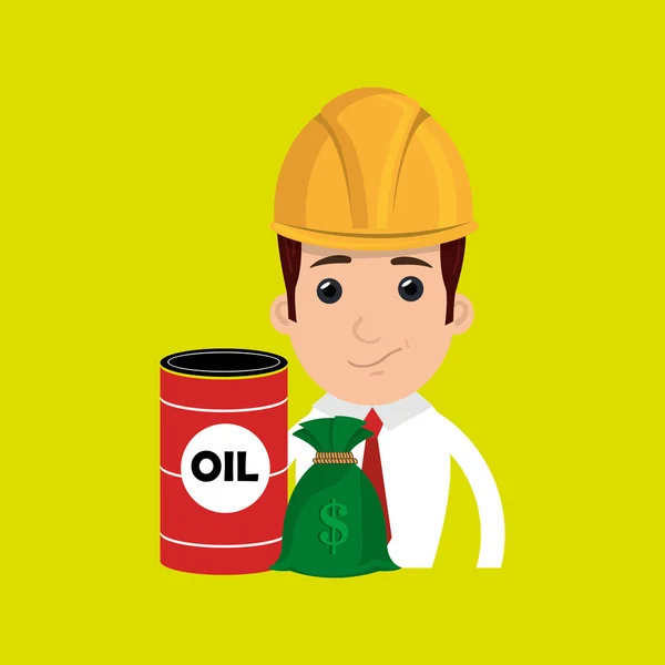 Personas con barril petroleo diseño icono aislado — Archivo Imágenes Vectoriales