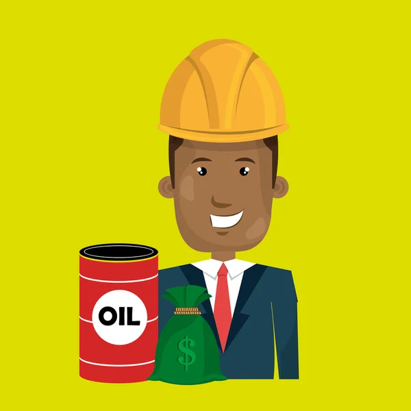 Personas con barril petroleo diseño icono aislado — Archivo Imágenes Vectoriales