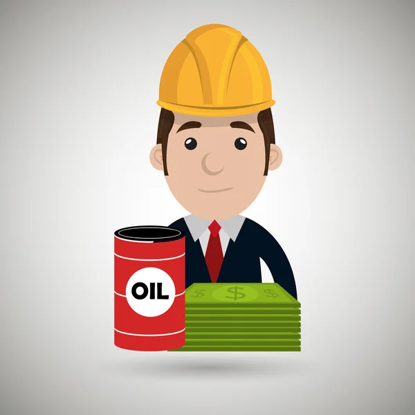 Ο άνθρωπος και το πετρέλαιο απομονωθεί εικονίδιο σχεδιασμός — Διανυσματικό Αρχείο