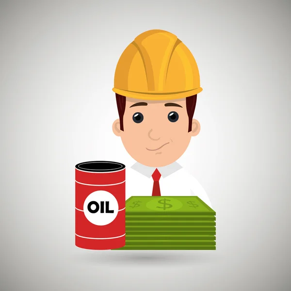 Man and oil isolated icon design — Stock Vector