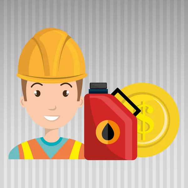 Travailleur du pétrole personne icône isolée conception — Image vectorielle