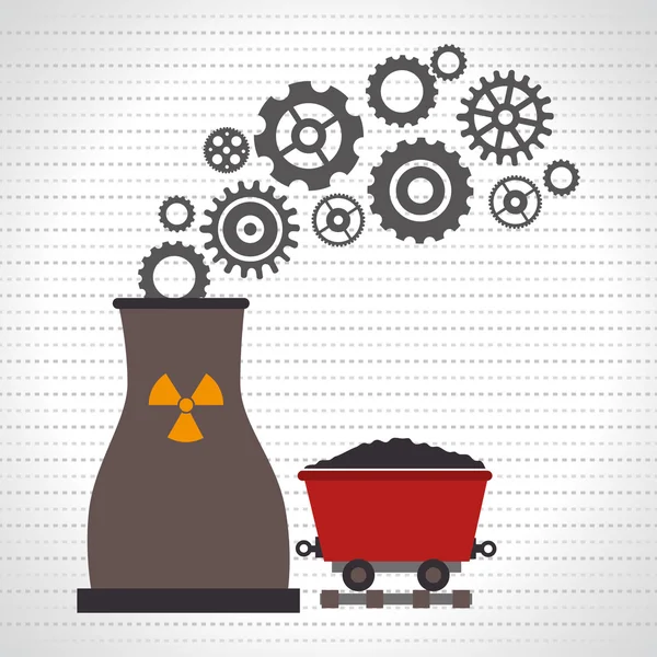 Projeto de ícones isolados de reator nuclear e mineração — Vetor de Stock