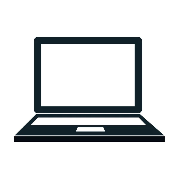 Komputer osobisty laptop blak i biały ikona. — Wektor stockowy