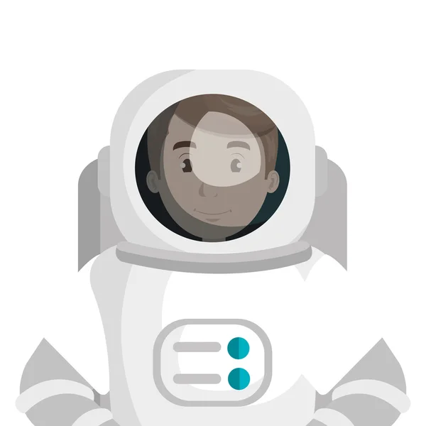 男性宇宙飛行士漫画カラフルなアイコン. — ストックベクタ