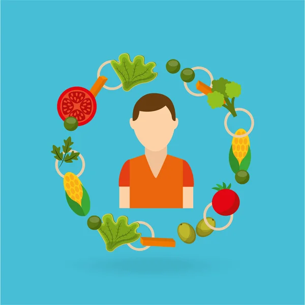 Hortalizas y frutas — Vector de stock