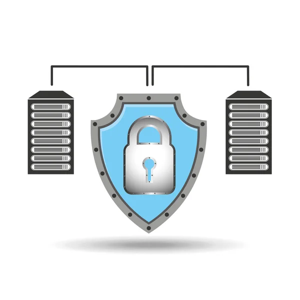Centrum van de gegevens van bescherming van de veiligheid van Cloud — Stockvector