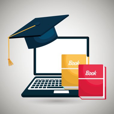 bilgisayar ve kitap simgesi tasarım izole