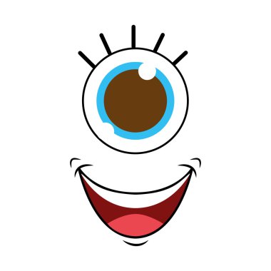 Tek gözlü canavar yüz simgesi tasarım izole