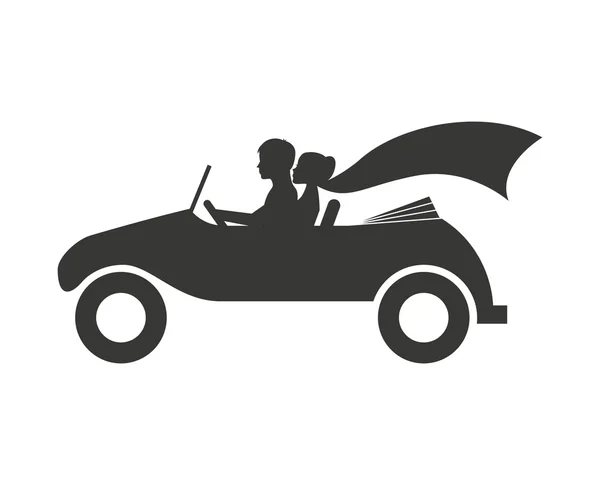 Married couple in car isolated icon design — Stock Vector