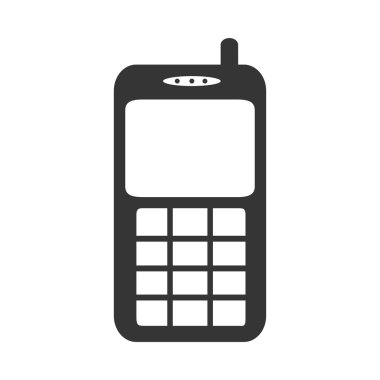 Retro cep telefonu simge siyah ve beyaz renklerde.
