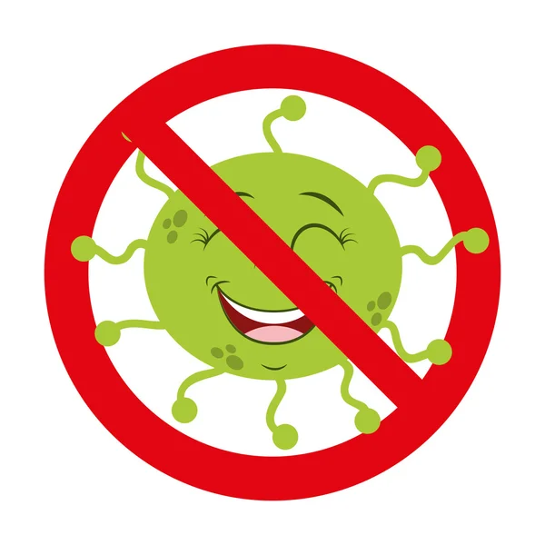 Bacterium character denied isolated icon design — Stock Vector