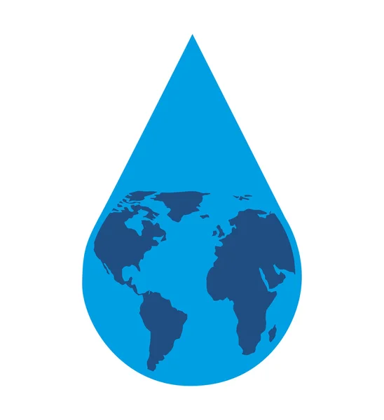 Gota de água com projeto de ícone isolado planeta —  Vetores de Stock