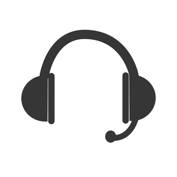 Headphones isolado ícone plana em cores preto e branco . — Vetor de Stock