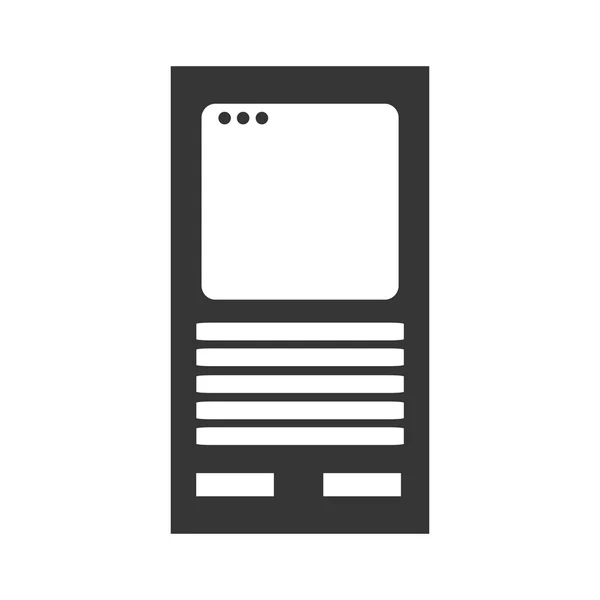 Icône de téléphone portable rétro en noir et blanc . — Image vectorielle