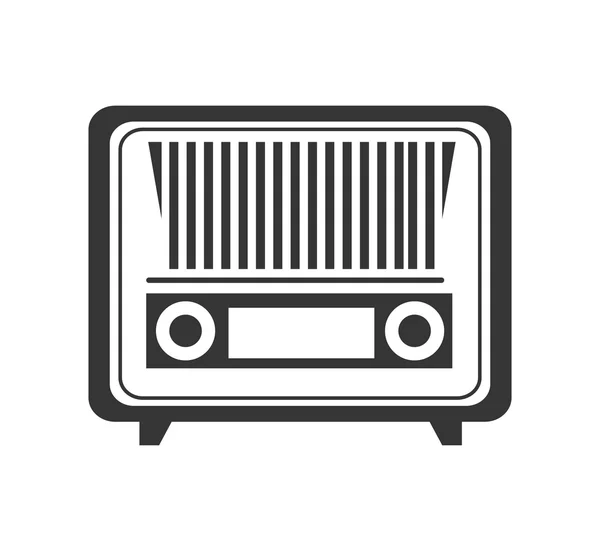 Estéreo de radio antiguo en colores blanco y negro — Vector de stock