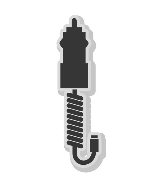 Plug and wire isolated flat icon in blackand white colors. — Stock Vector