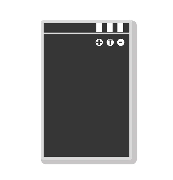 Icono plano aislado con batería en blanco y negro . — Vector de stock