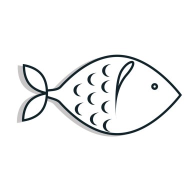 Deniz ürünleri gıda maddeleri izole düz simgesi.