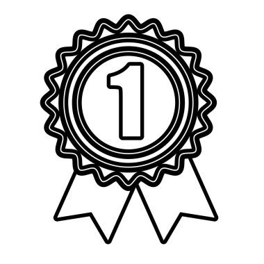 İlk madalya siyah ve beyaz renklerde, vektör çizim yeri