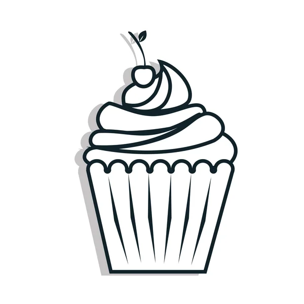 Delicioso ícone de linha de sobremesa cupcake, ilustração vetorial . — Vetor de Stock