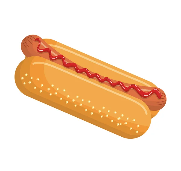 Deliciosa comida rápida hotdog icono de diseño de tema . — Vector de stock