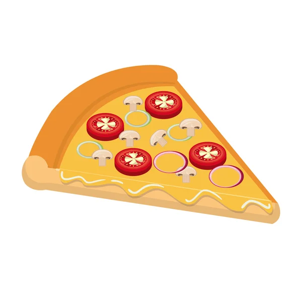 패스트 푸드 맛 있는 이탈리아 피자 테마 디자인 아이콘. — 스톡 벡터