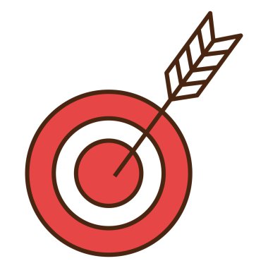 Ok izole düz simgesi ile hedef, şekil grafiği vektör