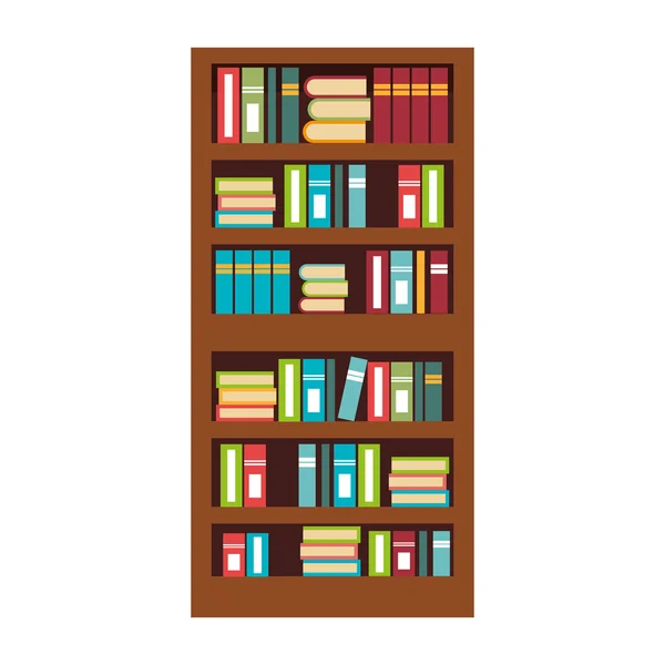 Αρχική βιβλιοθήκη με βιβλία απομονωμένες επίπεδη εικονίδιο, εικονογράφηση φορέας. — Διανυσματικό Αρχείο