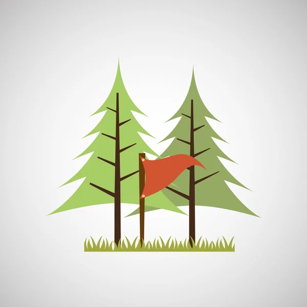 Diseño del campamento con árbol y objeto — Vector de stock