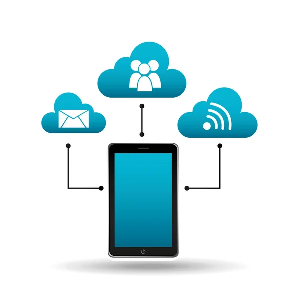 Tecnología teléfono celular teléfono inteligente redes sociales — Archivo Imágenes Vectoriales