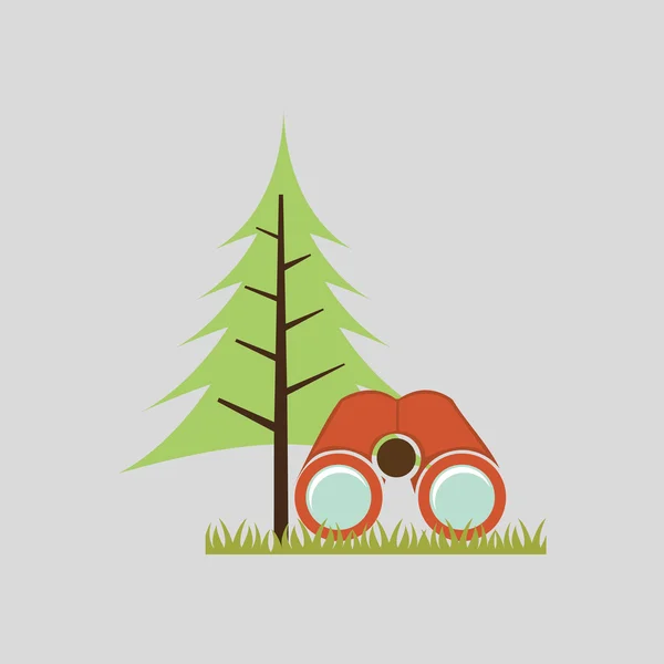 Conception de camp avec arbre et objet — Image vectorielle