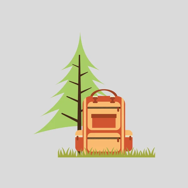 Lägerdesignen med träd och objekt — Stock vektor