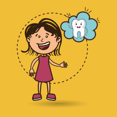 Diş izole simgesi tasarım kızla