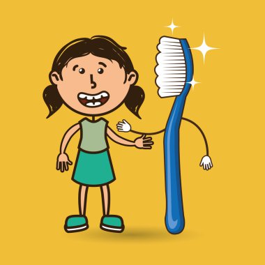 diş fırçası kızla izole simgesi