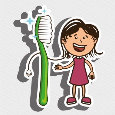 diş fırçası kızla izole simgesi