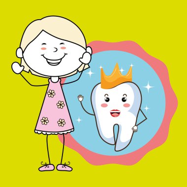 Diş izole simgesi tasarım kızla