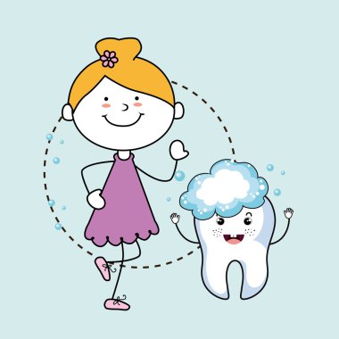 Diş izole simgesi tasarım kızla