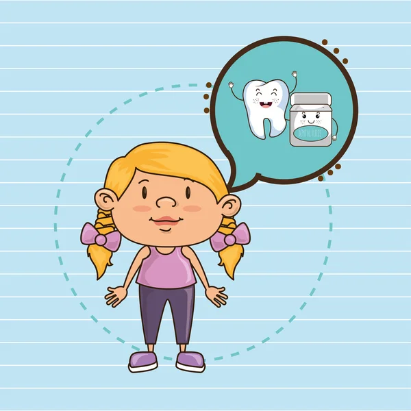Κορίτσι με δόντι απομονωθεί εικονίδιο σχεδιασμός — Διανυσματικό Αρχείο