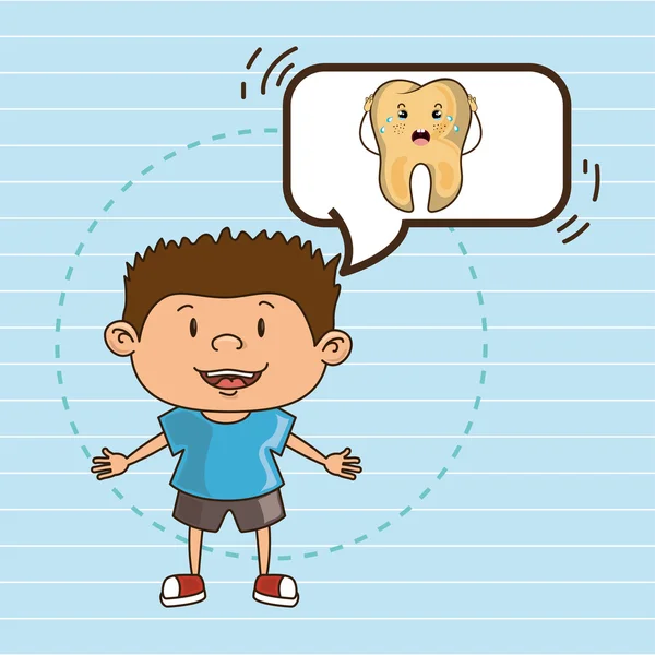 Criança com desenho de ícone de dente isolado —  Vetores de Stock