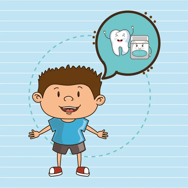 Criança com desenho de ícone de dente isolado —  Vetores de Stock