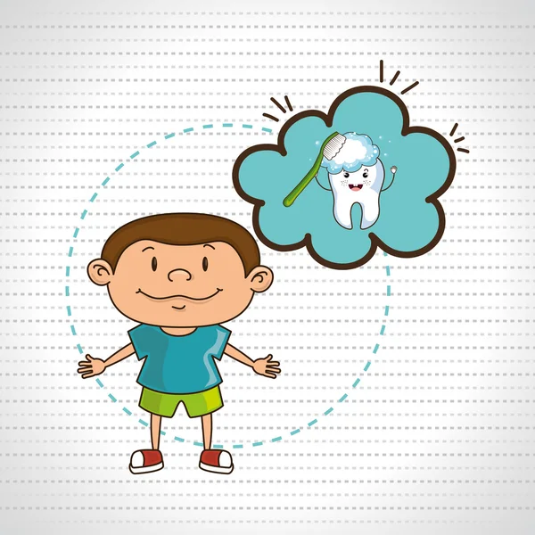 Kind met tand geïsoleerd pictogram ontwerp — Stockvector
