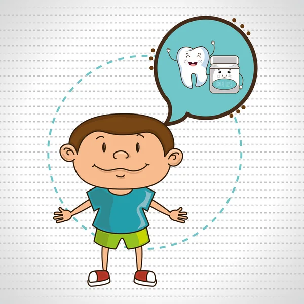 Criança com desenho de ícone de dente isolado —  Vetores de Stock