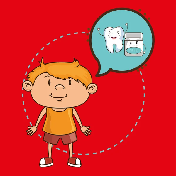 Criança com desenho de ícone de dente isolado —  Vetores de Stock