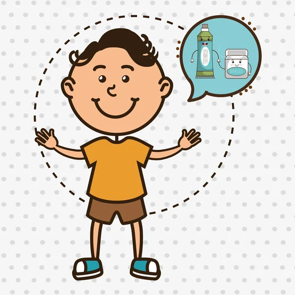 Niño con diseño de icono aislado del diente — Vector de stock