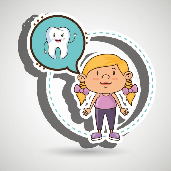 Chica con diente aislado icono de diseño — Archivo Imágenes Vectoriales