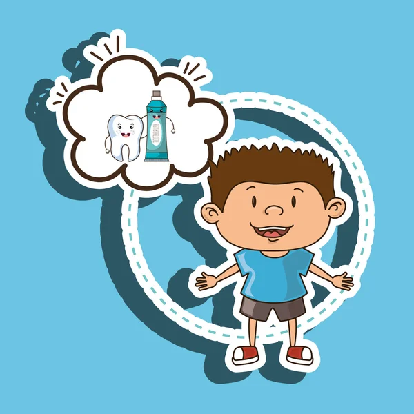 Niño con diseño de icono aislado del diente — Vector de stock